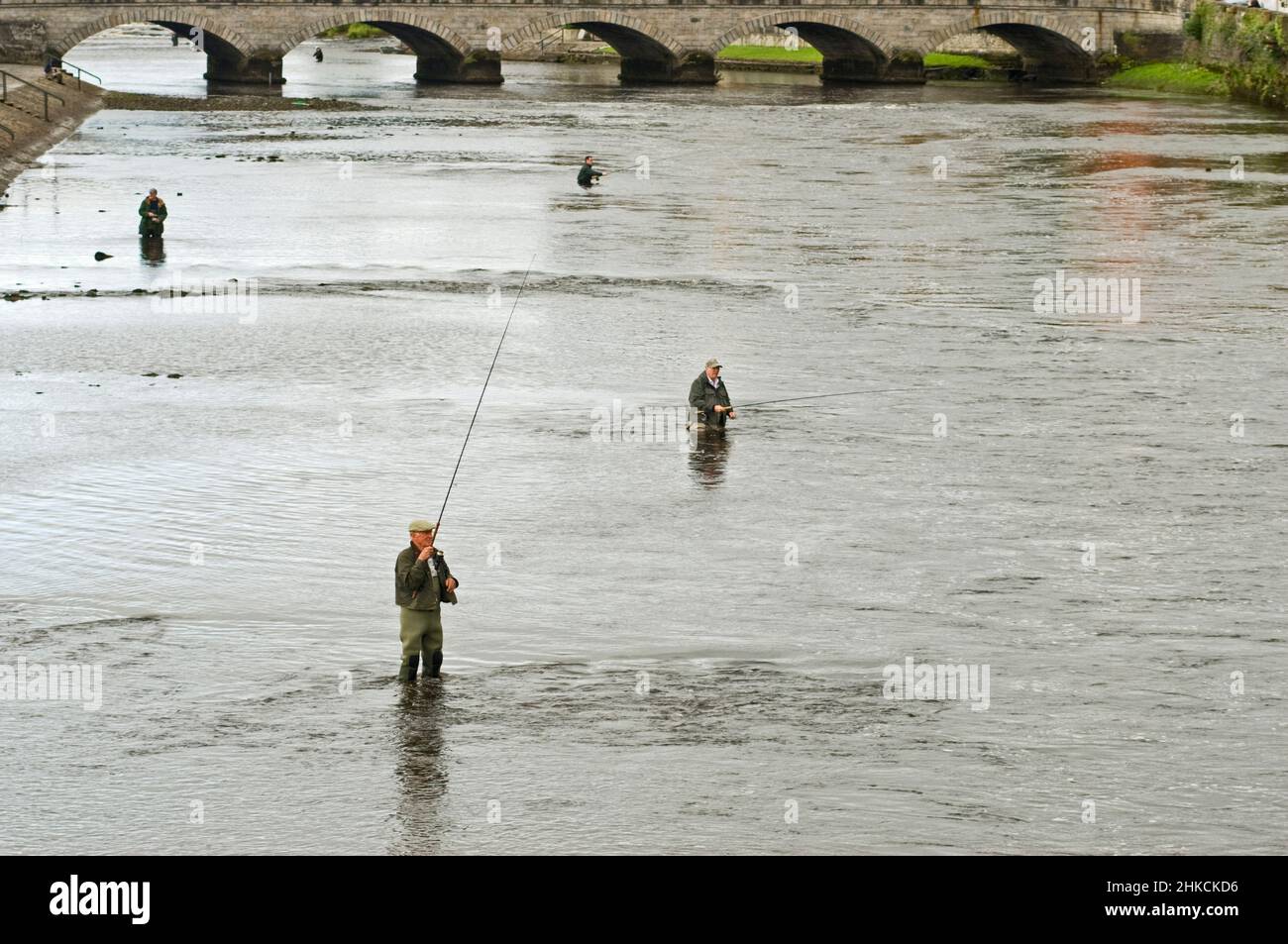 Salmon fishing on the River Moy, Ballina, County Mayo Stock Photo