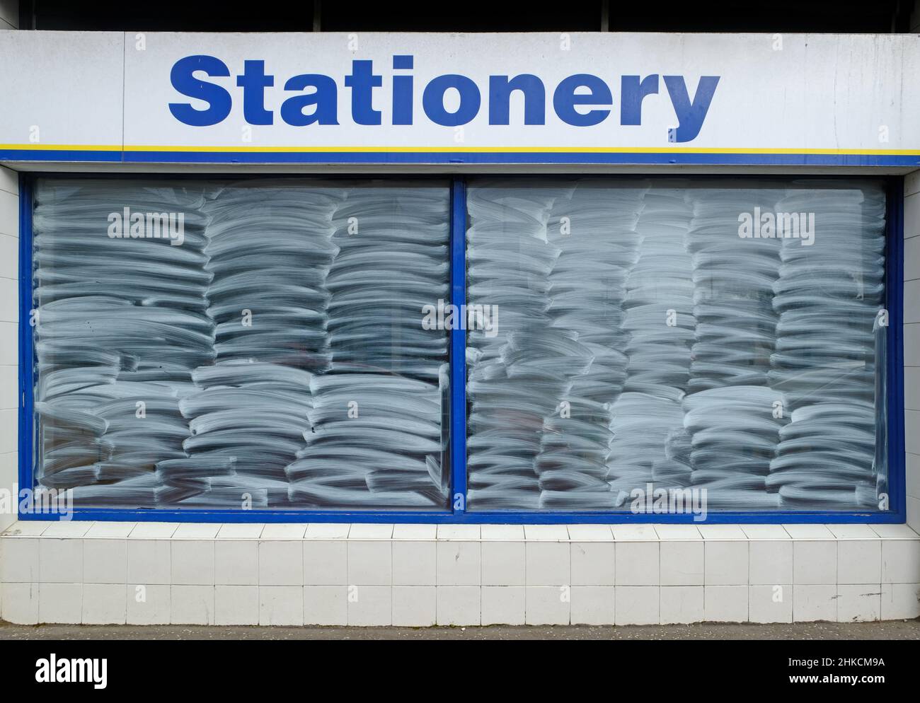 Closed down stationery shop, Belfast. Stock Photo
