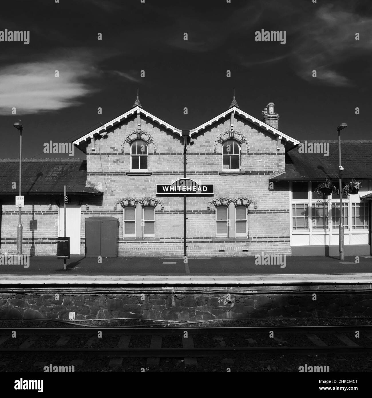 The Railway Station at Whitehead, County Antrim, Northern Ireland. Stock Photo