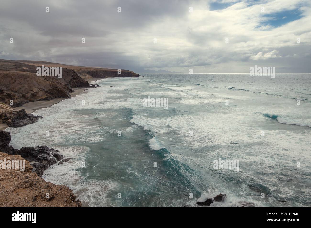 La Pared beach seascape in a cloudy day. Fuerteventura. Canary Islands Stock Photo
