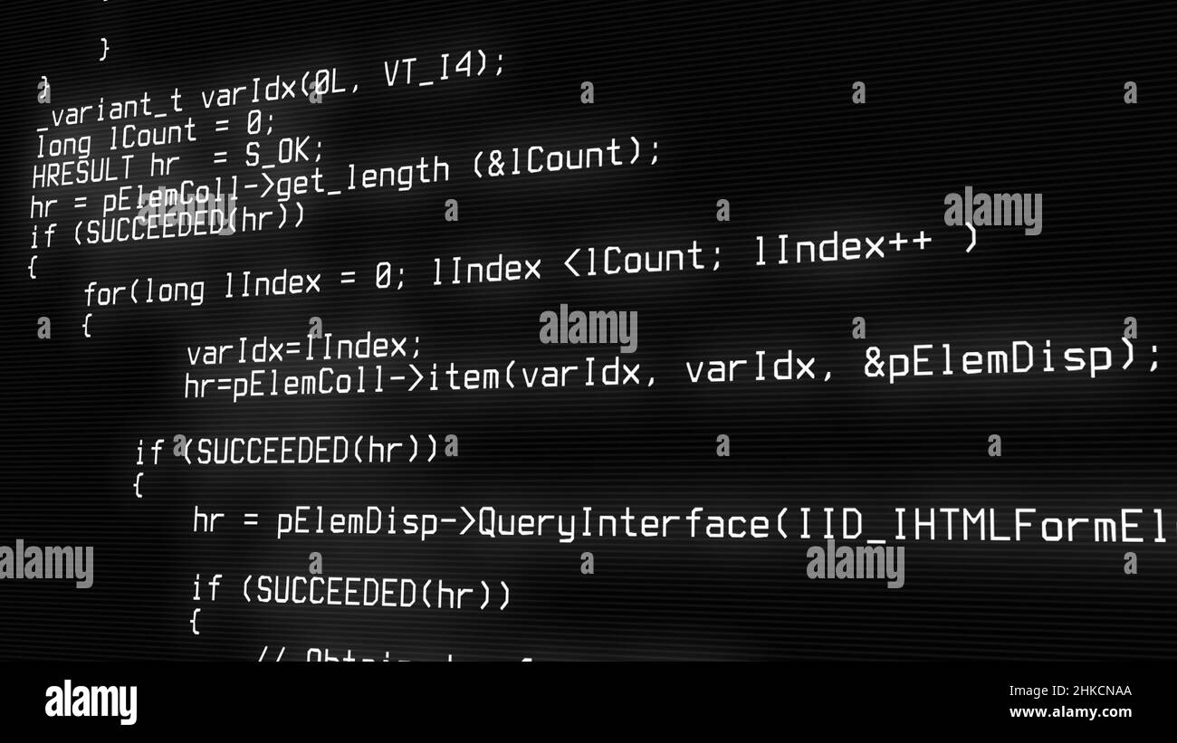 Programming code running over computer screen terminal, hacking concept ...