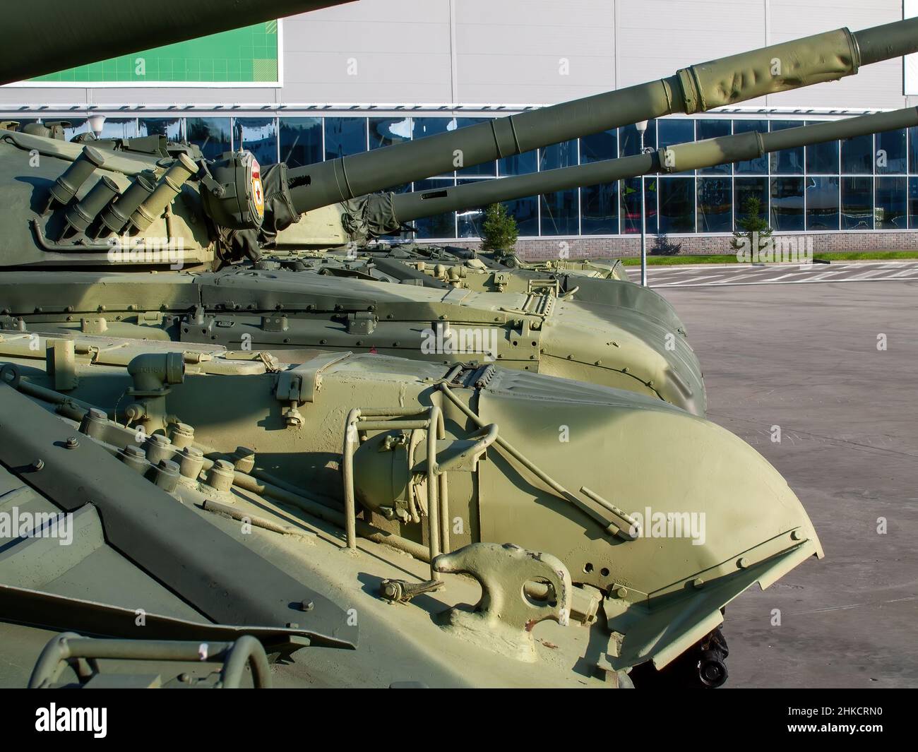 Soviet tanks stand in the open air in the museum Stock Photo