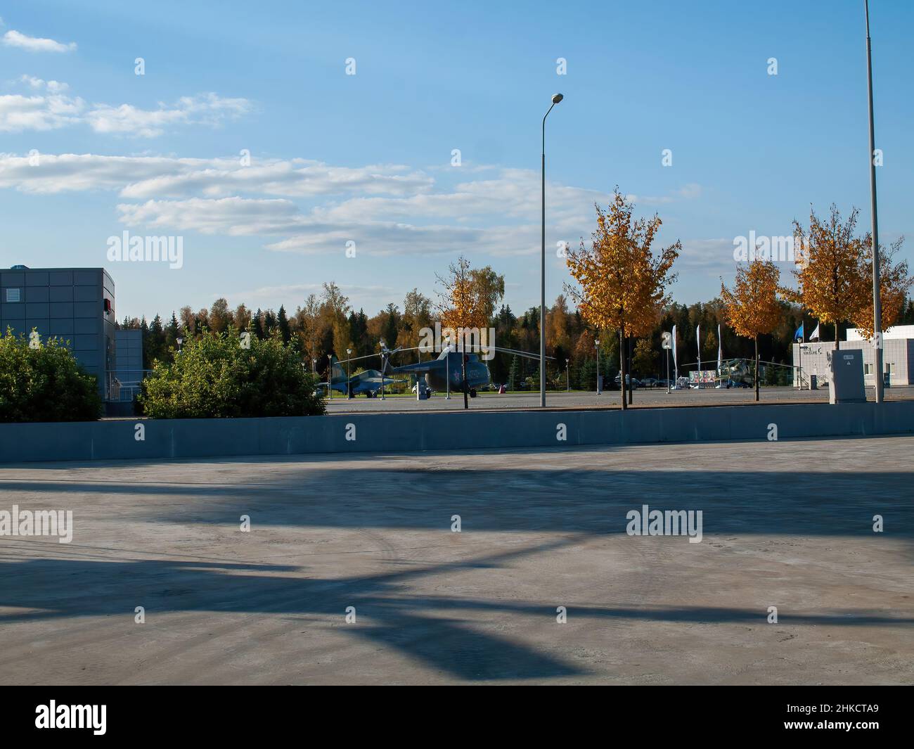 Soviet military helicopter in the museum, summer Stock Photo