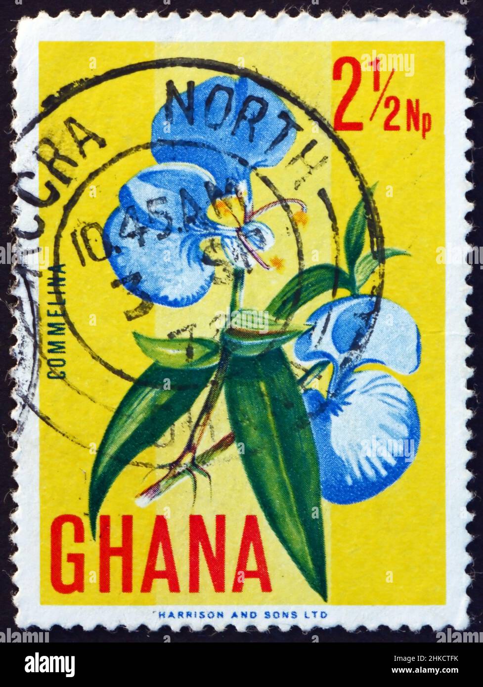 GHANA - CIRCA 1967: a stamp printed in Ghana shows dayflower, commelina communis, flowering plant, circa 1967 Stock Photo