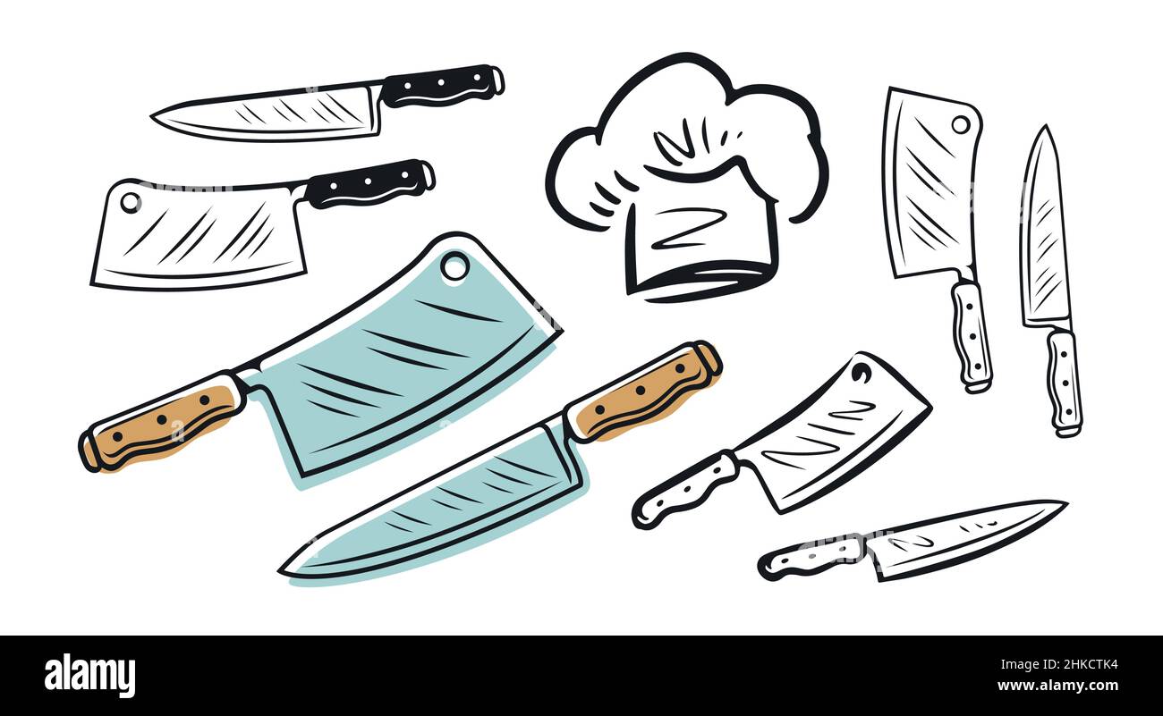 https://c8.alamy.com/comp/2HKCTK4/meat-cleaver-and-chef-knife-isolated-on-white-background-set-of-butcher-shop-concept-vector-illustration-2HKCTK4.jpg