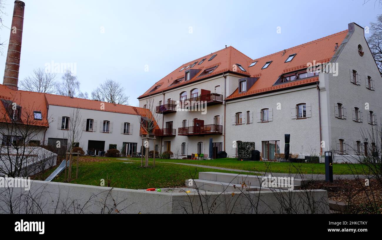 Old brewery turned into apartments building Stock Photo - Alamy
