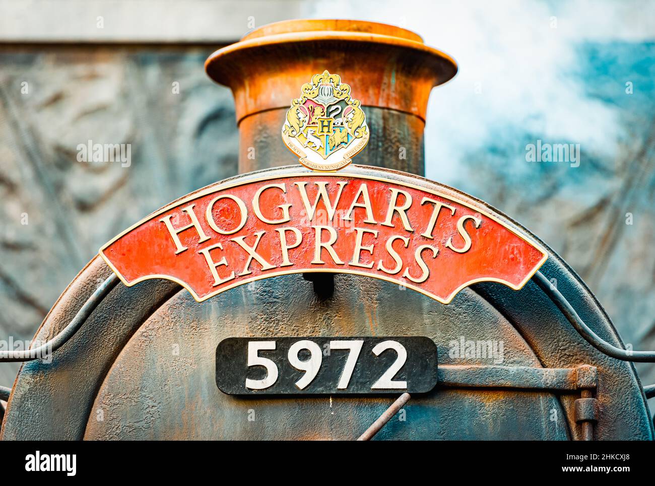 Los Angeles, United States of America - October 17, 2016: hogwarts express train from Harry Potter books and movies in theme park Universal Studios. Stock Photo