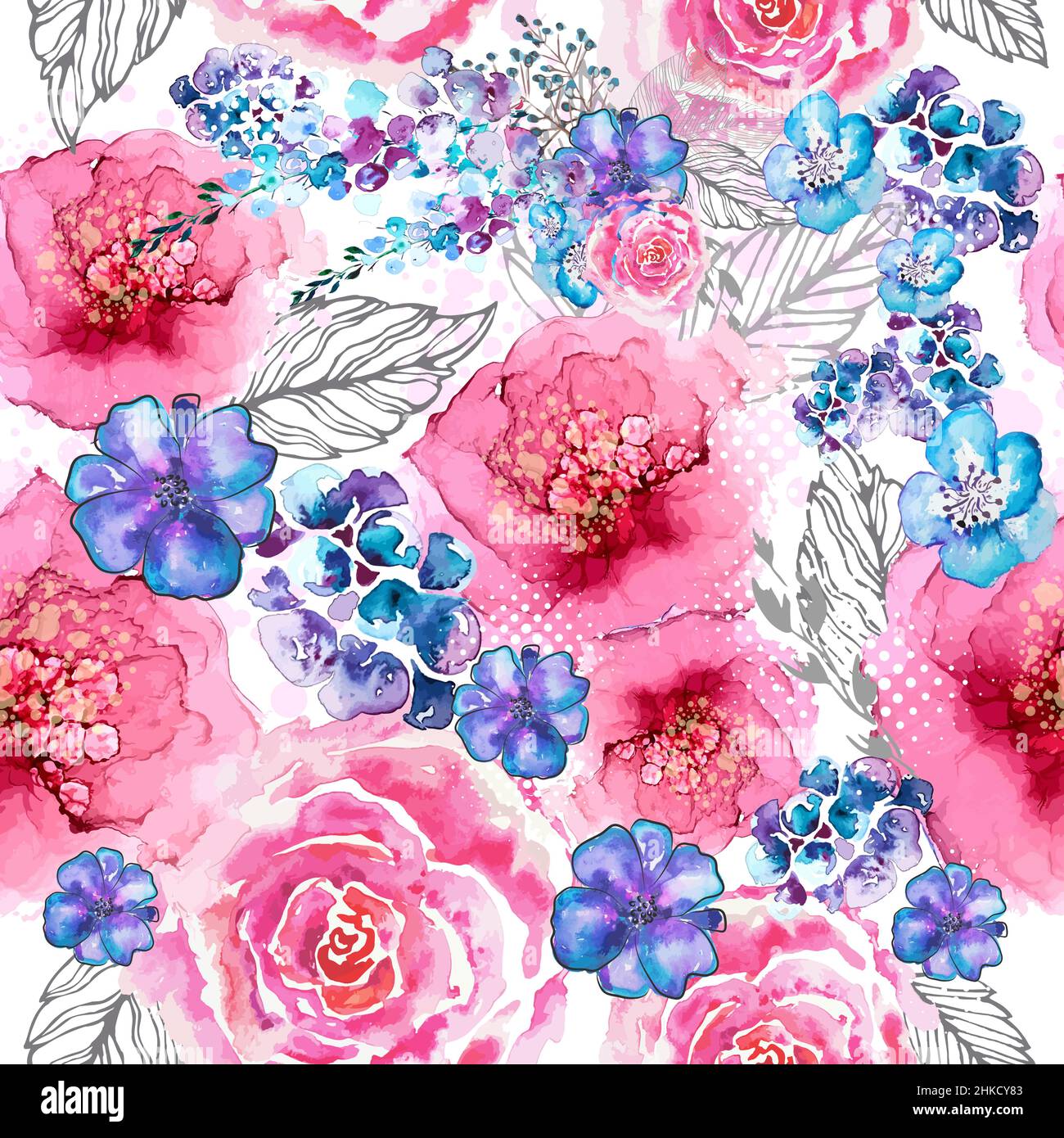 Seamless background watercolor flowers. Vector illustration Stock ...