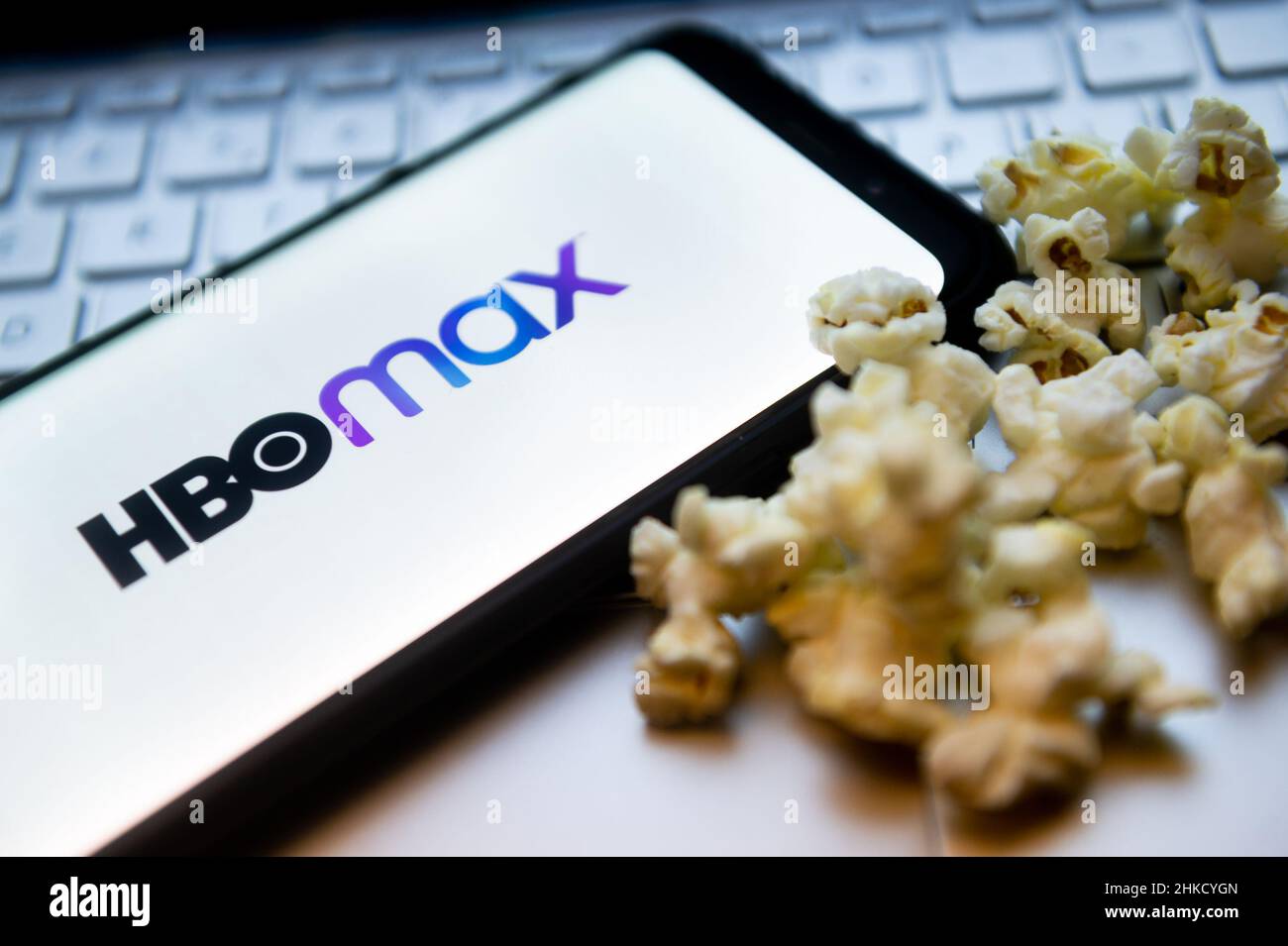 In this photo illustration a HBO Max logo seen displayed on a ...