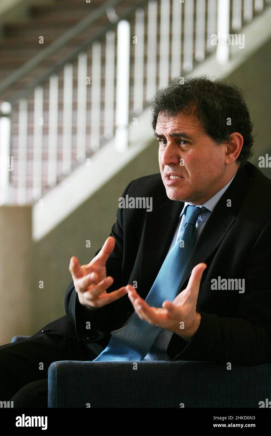 ISTANBUL, TURKEY - MARCH 6: Famous American economist Nouriel Roubini portrait on March 6, 2008 in Istanbul, Turkey. He is the chairman of Roubini Global Economics, an economic consultancy firm. Stock Photo