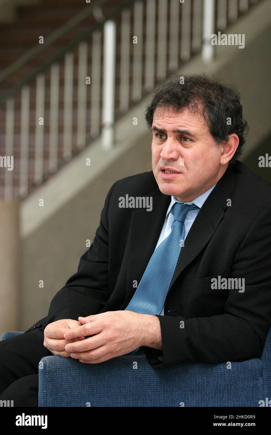ISTANBUL, TURKEY - MARCH 6: Famous American economist Nouriel Roubini portrait on March 6, 2008 in Istanbul, Turkey. He is the chairman of Roubini Global Economics, an economic consultancy firm. Stock Photo