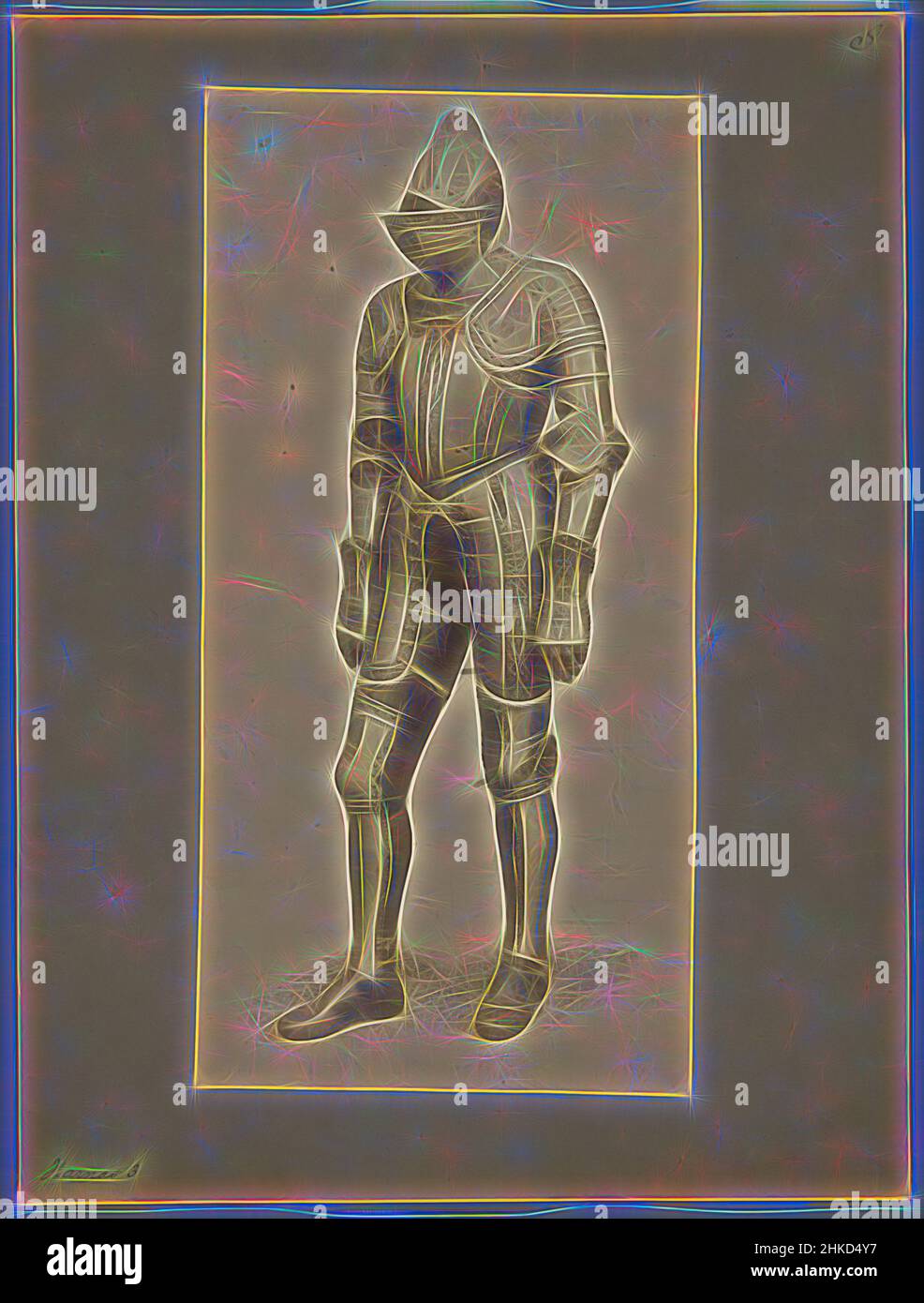 Inspired by Armor with helmet, 1850 - 1900, albumen print, height 344 mm × width 259 mm, Reimagined by Artotop. Classic art reinvented with a modern twist. Design of warm cheerful glowing of brightness and light ray radiance. Photography inspired by surrealism and futurism, embracing dynamic energy of modern technology, movement, speed and revolutionize culture Stock Photo