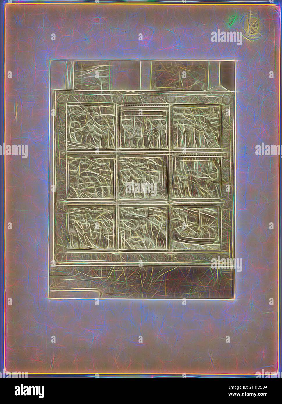 Inspired by Bronze panel with nine biblical representations, 1850 - 1900, albumen print, height 393 mm × width 289 mm, Reimagined by Artotop. Classic art reinvented with a modern twist. Design of warm cheerful glowing of brightness and light ray radiance. Photography inspired by surrealism and futurism, embracing dynamic energy of modern technology, movement, speed and revolutionize culture Stock Photo