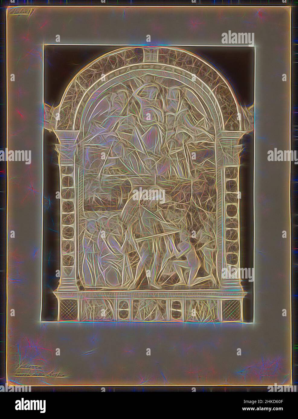 Inspired by Part of the Last Judgment by Lucca della Robbia, Volterra, 1850 - 1900, albumen print, height 345 mm × width 259 mm, Reimagined by Artotop. Classic art reinvented with a modern twist. Design of warm cheerful glowing of brightness and light ray radiance. Photography inspired by surrealism and futurism, embracing dynamic energy of modern technology, movement, speed and revolutionize culture Stock Photo