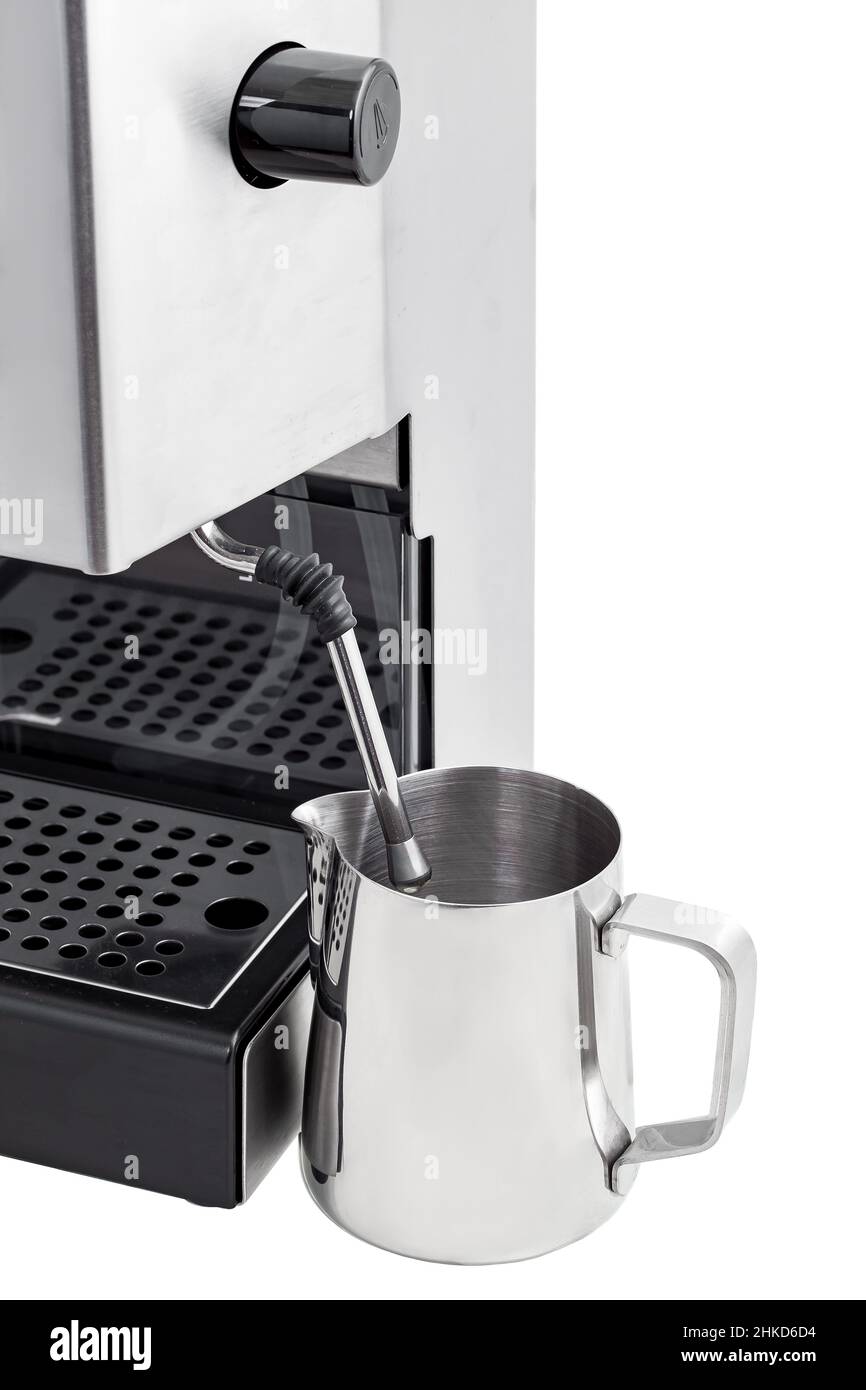 https://c8.alamy.com/comp/2HKD6D4/pitcher-with-a-steamer-of-a-professional-coffee-machine-made-of-steel-and-a-black-valve-for-supplying-steam-objects-of-utensils-for-preparing-coffee-2HKD6D4.jpg
