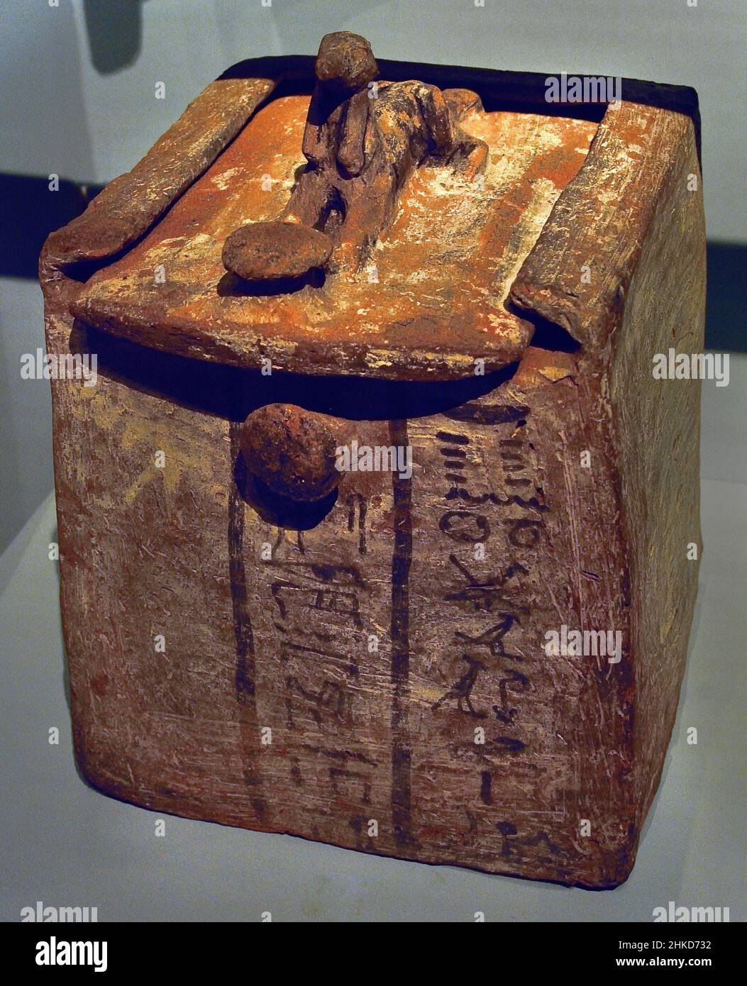 Shabti box of Pakharu, Baked clay, plaster, paint, 34 x 24 x 28 cm,  1190–1076 BC, New Kingdom, Twentieth Dynasty, Egypt (Museo Egizio di Torino Italy) Stock Photo