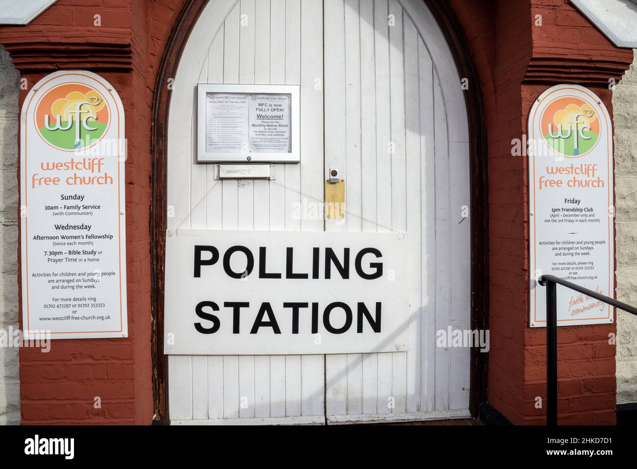 Polling station for the Southend West by-election to replace murdered MP Sir David Amess. Westcliff Free Church Stock Photo
