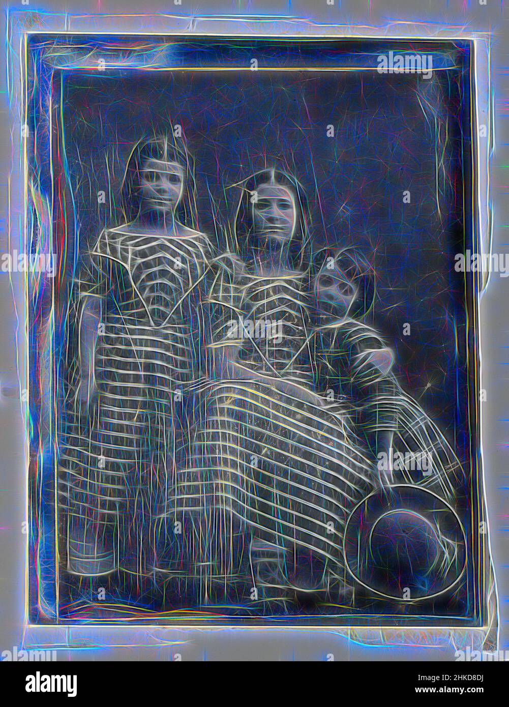 Inspired by Family Portrait of Rosa, Jeanne, and Carel Asser, Eduard Isaac Asser, c. 1850 - c. 1855, copper (metal, Reimagined by Artotop. Classic art reinvented with a modern twist. Design of warm cheerful glowing of brightness and light ray radiance. Photography inspired by surrealism and futurism, embracing dynamic energy of modern technology, movement, speed and revolutionize culture Stock Photo