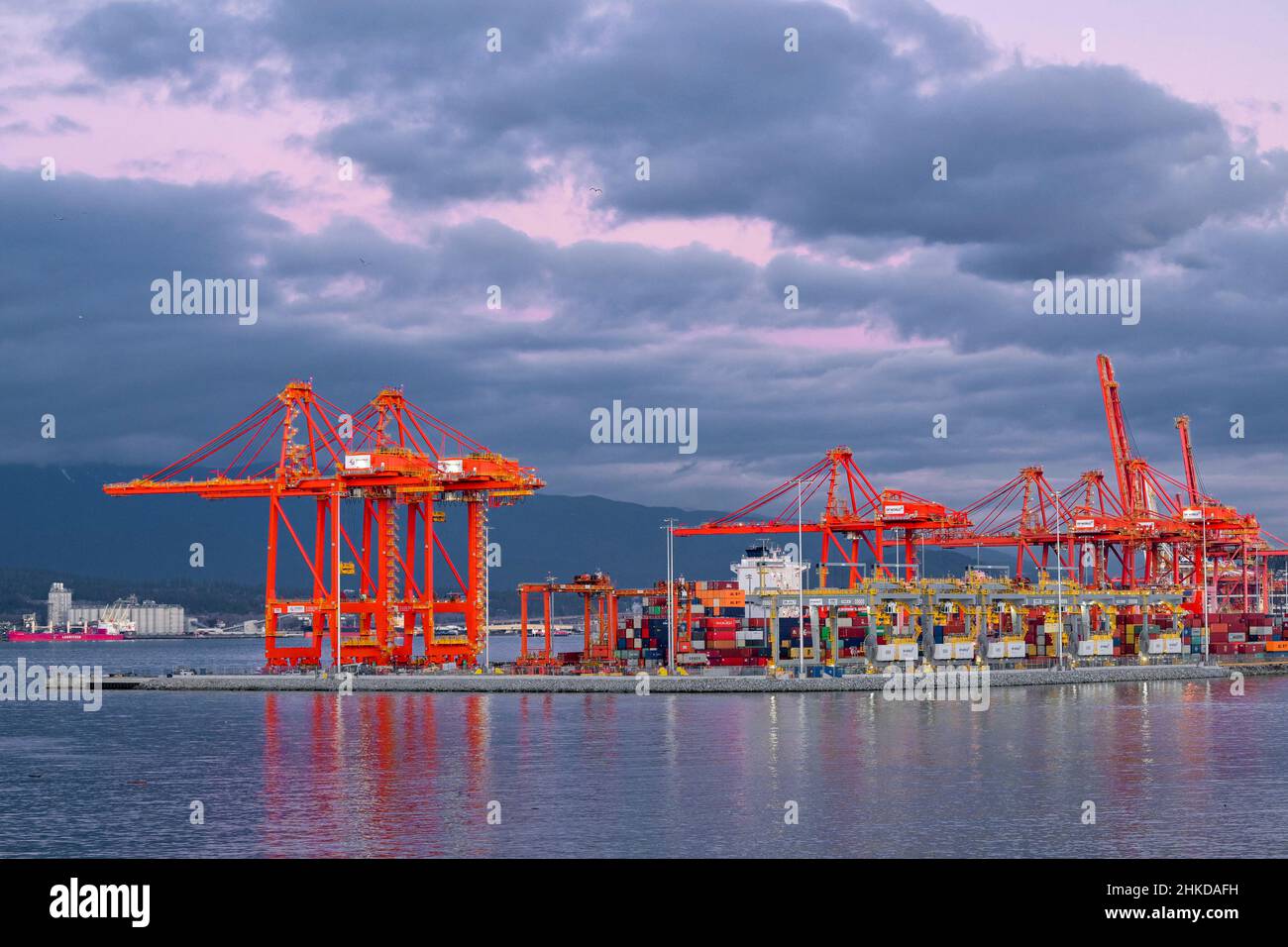 Cranes, Port of Vancouver, Centerm Container Terminal,  Vancouver, British Columbia, Canada Stock Photo
