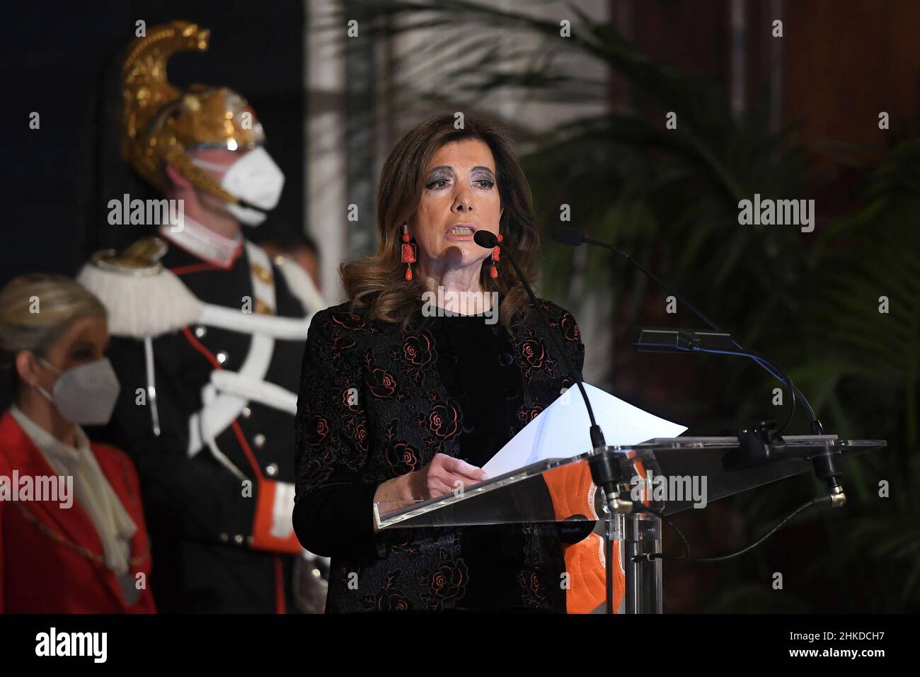 Rome, Italy. 03rd Feb, 2022. Senate Speaker Elisabetta Casellati during his installation ceremony at the presidential residence, the Quirinal Palace. Rome (Italy), February 3rd 2022. Photo Pool Alessandro Di Meo Insidefoto Credit: insidefoto srl/Alamy Live News Stock Photo