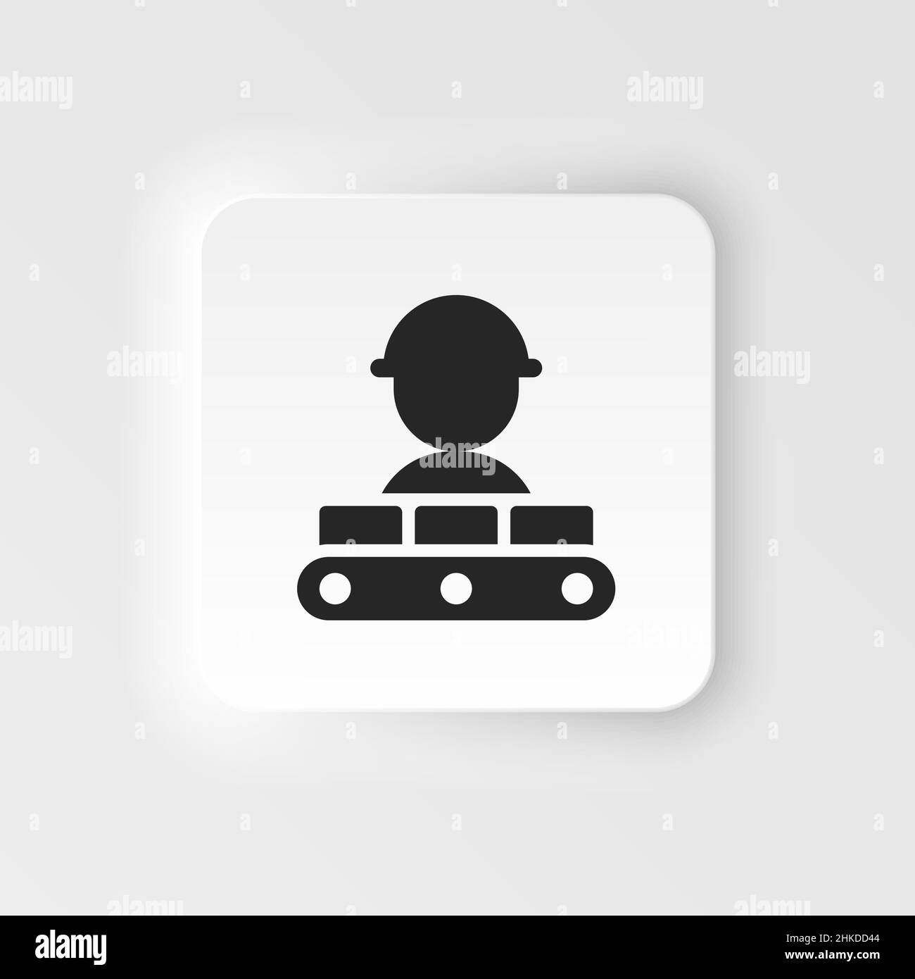 Mass production, conveyor neumorphic style vector icon. Simple element