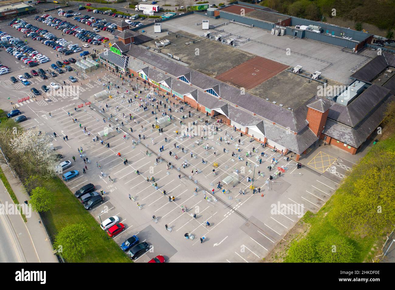 Leeds UK, 10th April 2020 People in the UK queuing following social