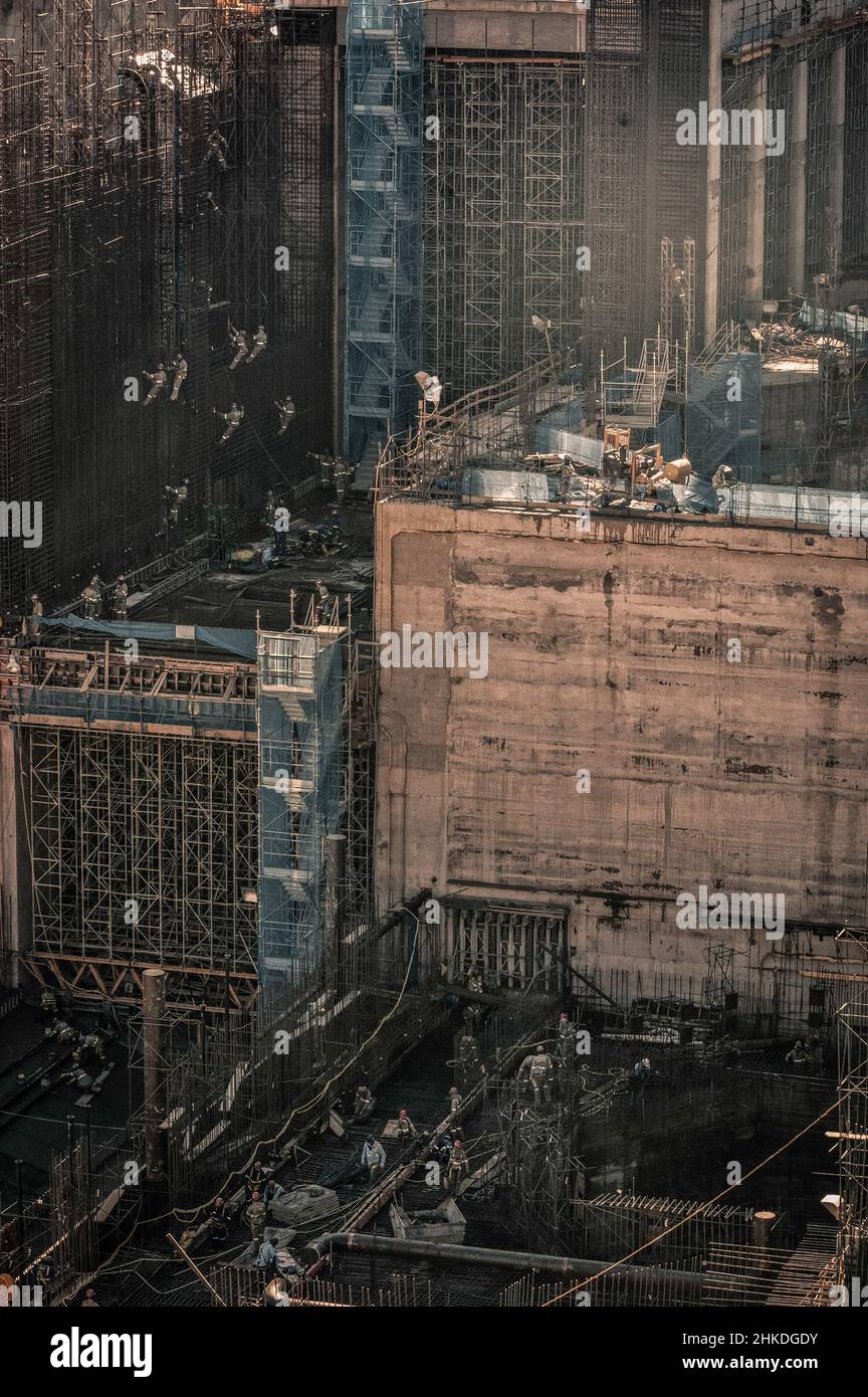 Worksite of a future turbine of a hydroelectric power plant in Brazil. Stock Photo