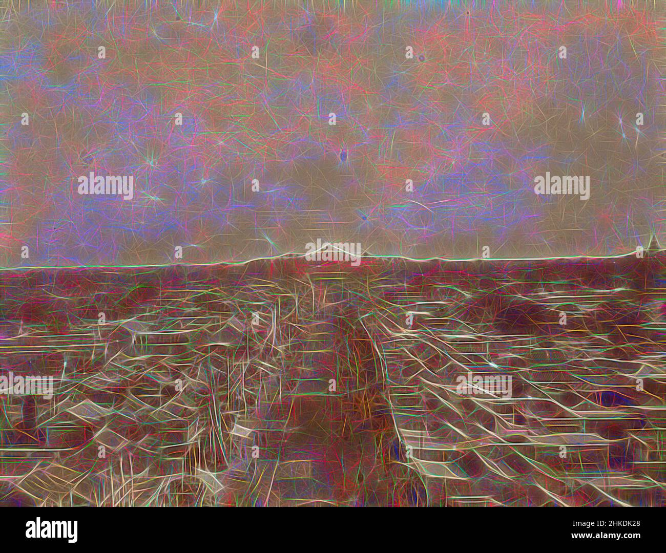 Inspired by Bird's-eye view of an elongated shopping street in a sprawling city, China, Jan Adriani, China, 1907, paper, height 81 mm × width 105 mm, Reimagined by Artotop. Classic art reinvented with a modern twist. Design of warm cheerful glowing of brightness and light ray radiance. Photography inspired by surrealism and futurism, embracing dynamic energy of modern technology, movement, speed and revolutionize culture Stock Photo