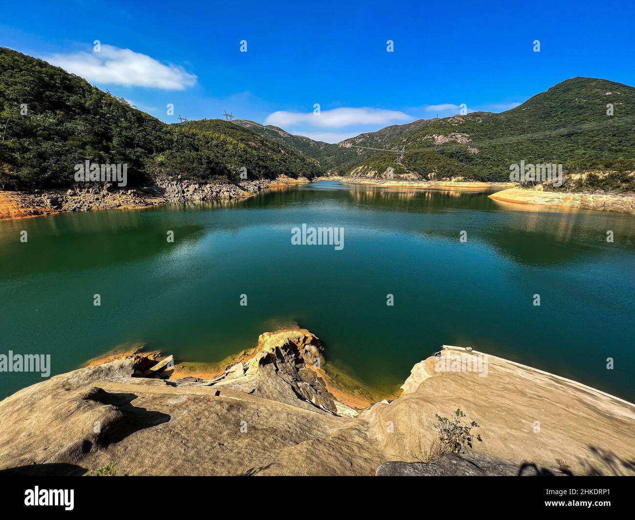 A view of a lake in the Tai Tam Intermediate Reservoir in Hong Kong Stock Photo