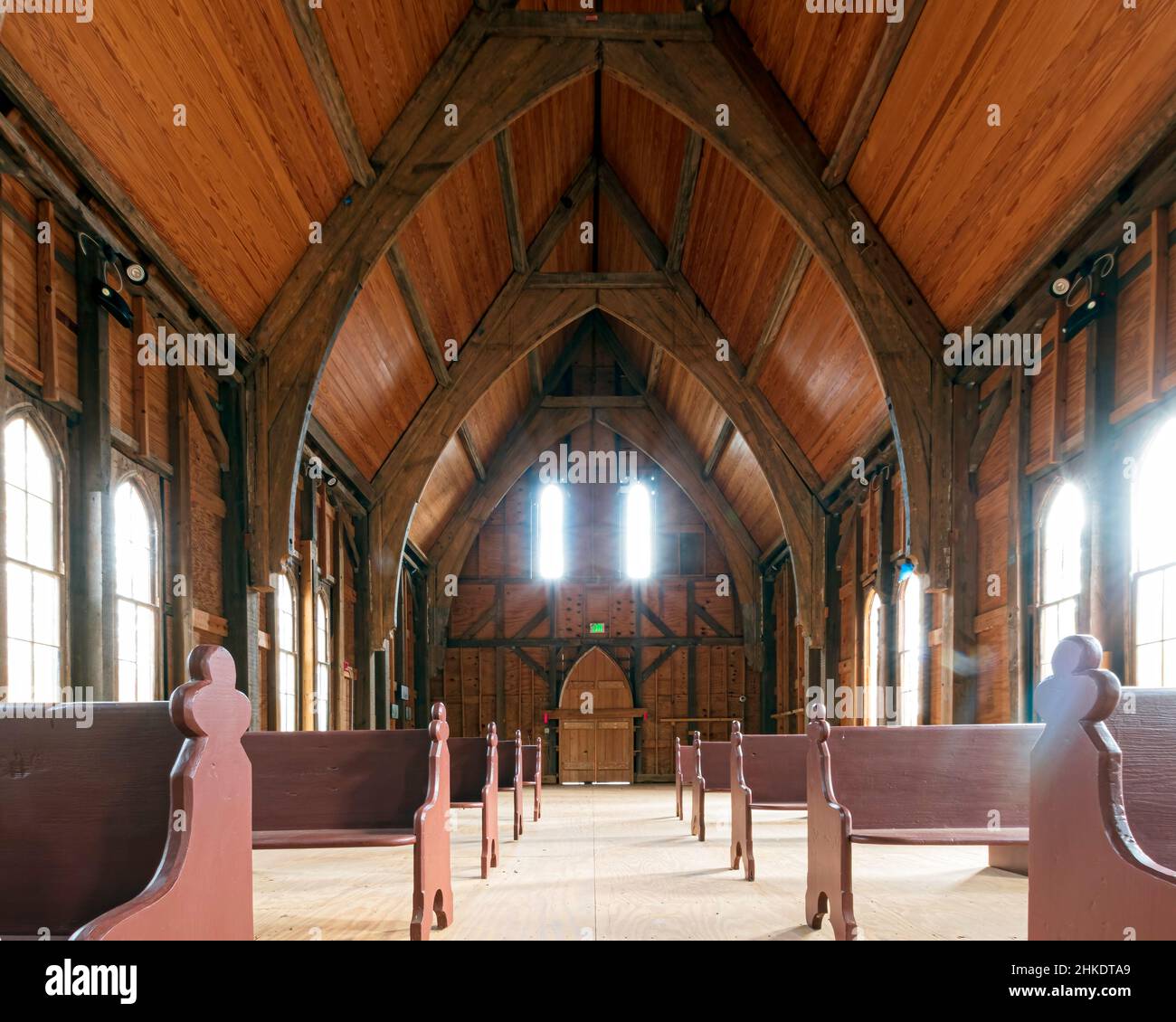 Orrville, Alabama, USA - Jan. 26, 2021: Interior of the historic St. Luke's Episcopal Church at Old Cahawba Archaeological Park, originally built in 1 Stock Photo