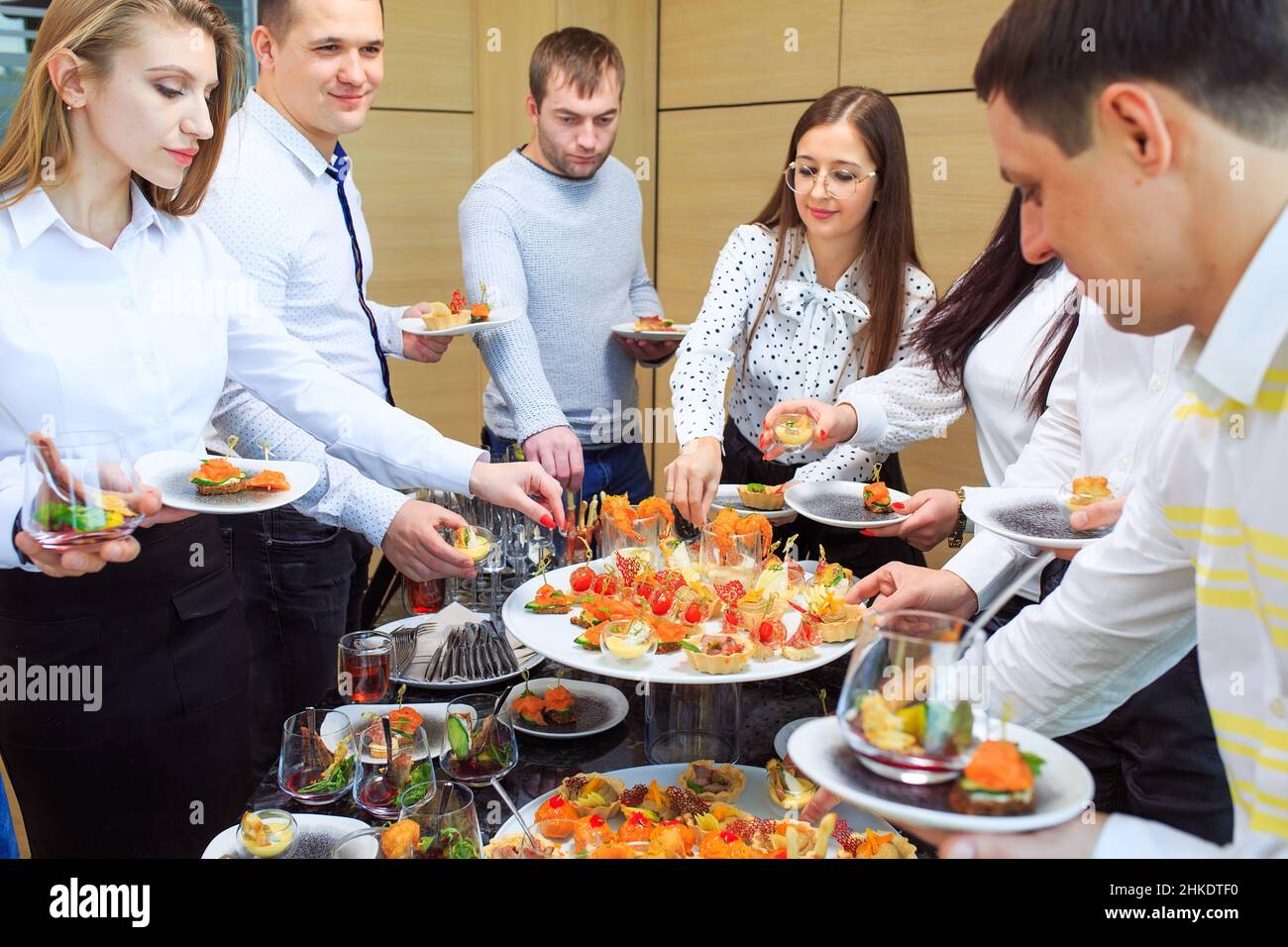 Food Buffet Catering Dining Eating Party Sharing Concept. people group  catering buffet food Stock Photo - Alamy