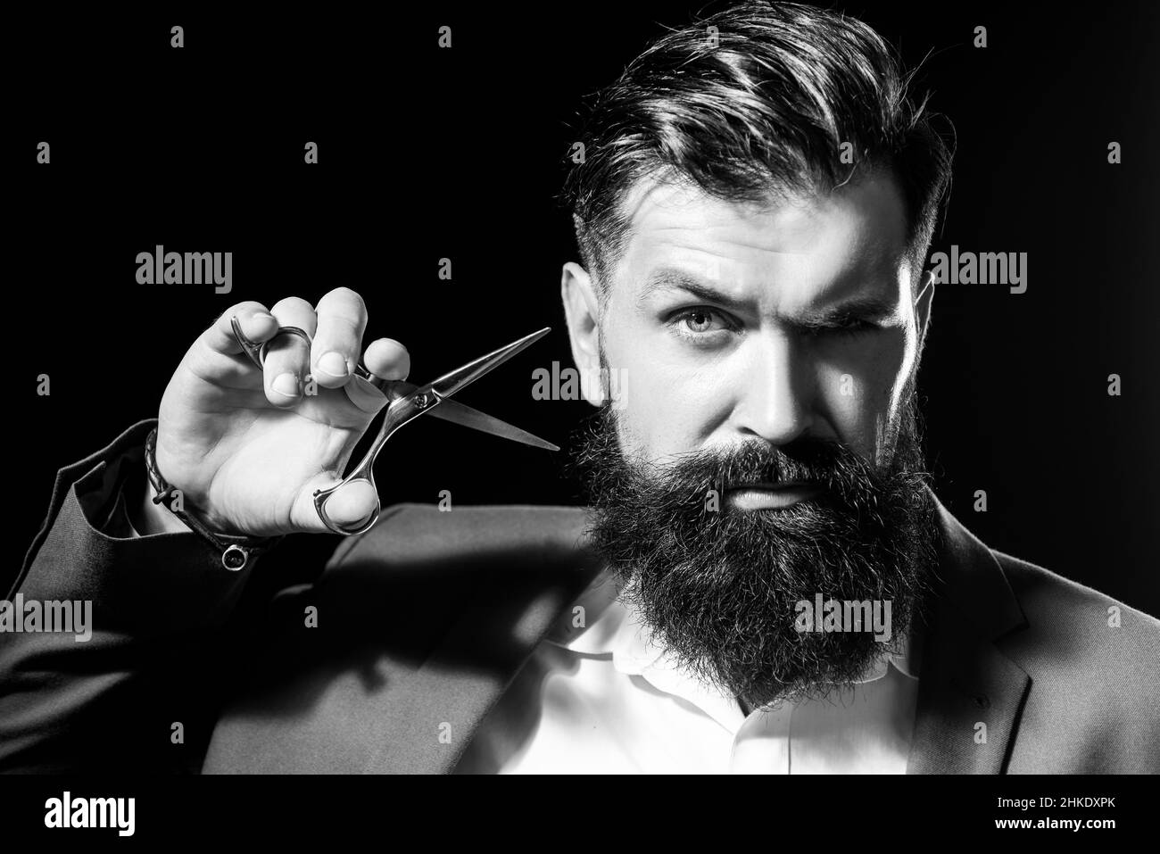 Bearded man, portrait of man with long beard and moustache. Barber