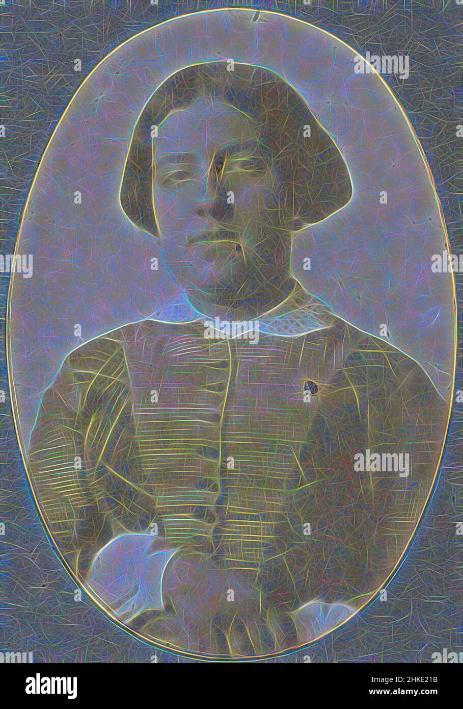 Inspired by Portrait of Charlotte Asser, Eduard Isaac Asser, Amsterdam, c. 1852, paper, salted paper print, height 103 mm × width 71 mm, Reimagined by Artotop. Classic art reinvented with a modern twist. Design of warm cheerful glowing of brightness and light ray radiance. Photography inspired by surrealism and futurism, embracing dynamic energy of modern technology, movement, speed and revolutionize culture Stock Photo