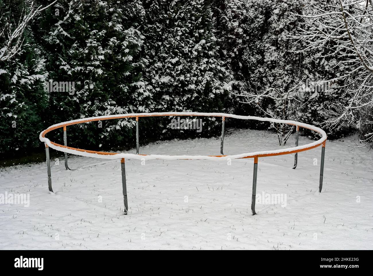 trampoline in winter time Stock Photo - Alamy
