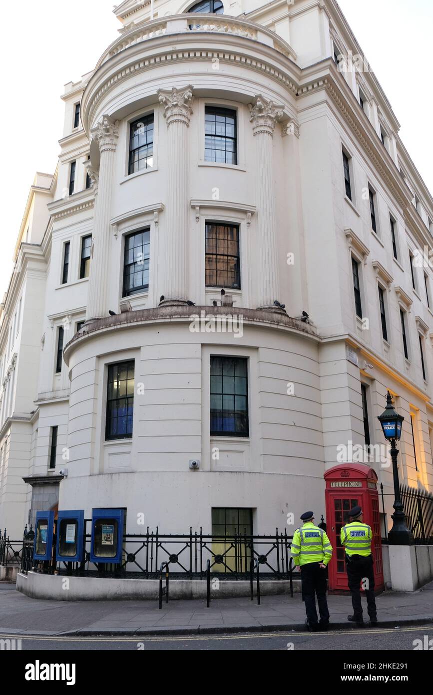 London, UK. General view of Charing Cross Police Station with police