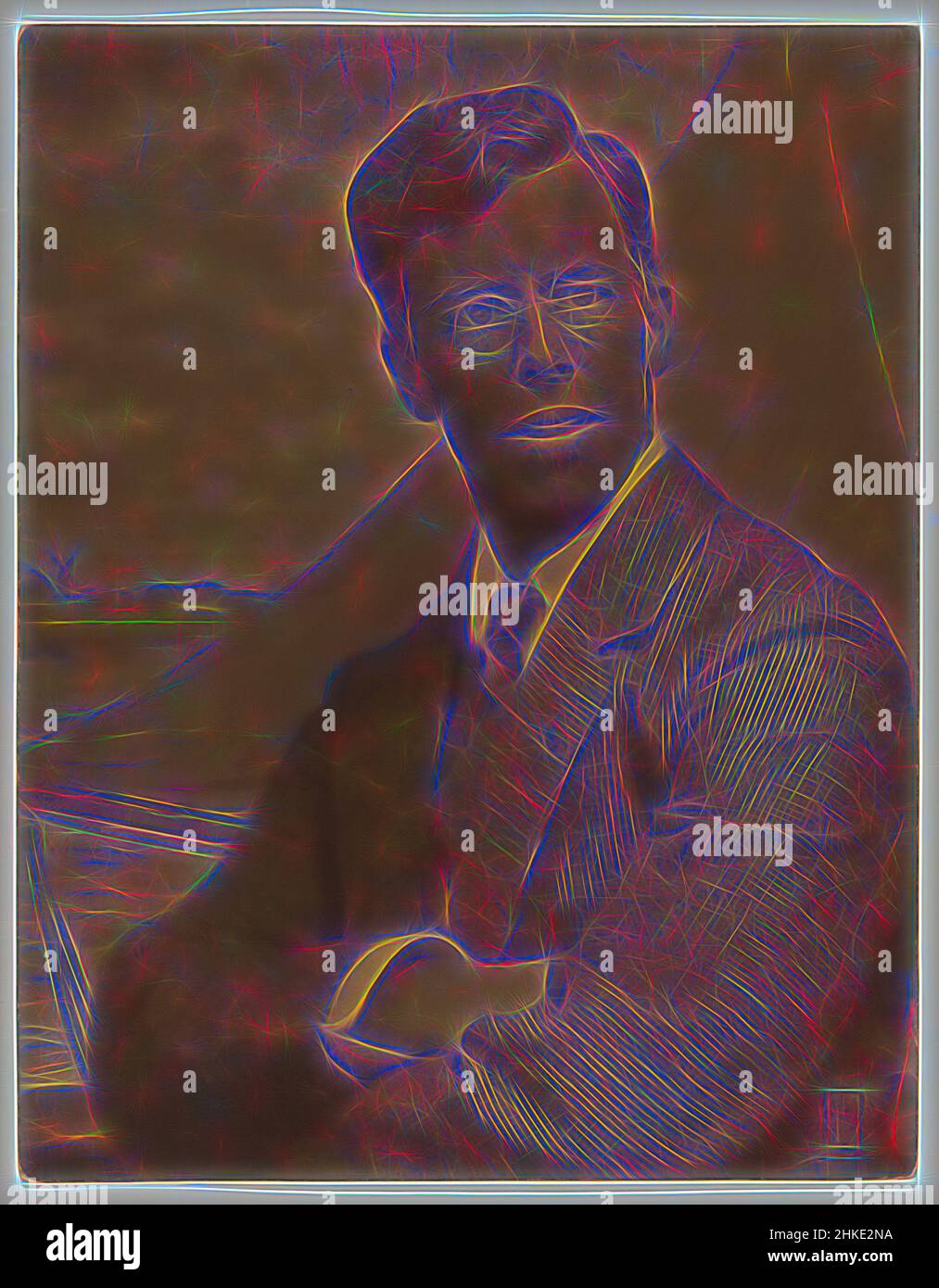Inspired by Portrait of Jan Feith, Jacob Merkelbach, Amsterdam, 1913, carbon print, height 518 mm × width 402 mm, Reimagined by Artotop. Classic art reinvented with a modern twist. Design of warm cheerful glowing of brightness and light ray radiance. Photography inspired by surrealism and futurism, embracing dynamic energy of modern technology, movement, speed and revolutionize culture Stock Photo