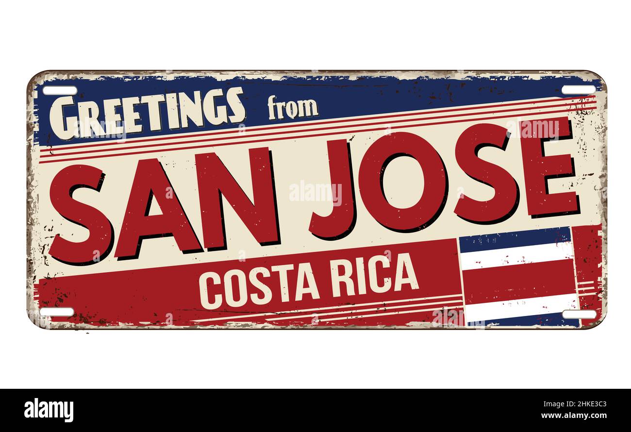 Greetings from San Jose vintage rusty metal plate on a white background, vector illustration Stock Vector