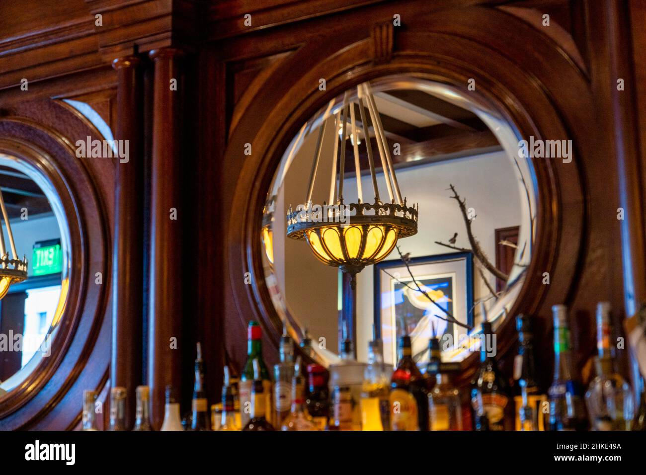 Mirror behind the bar Stock Photo Alamy