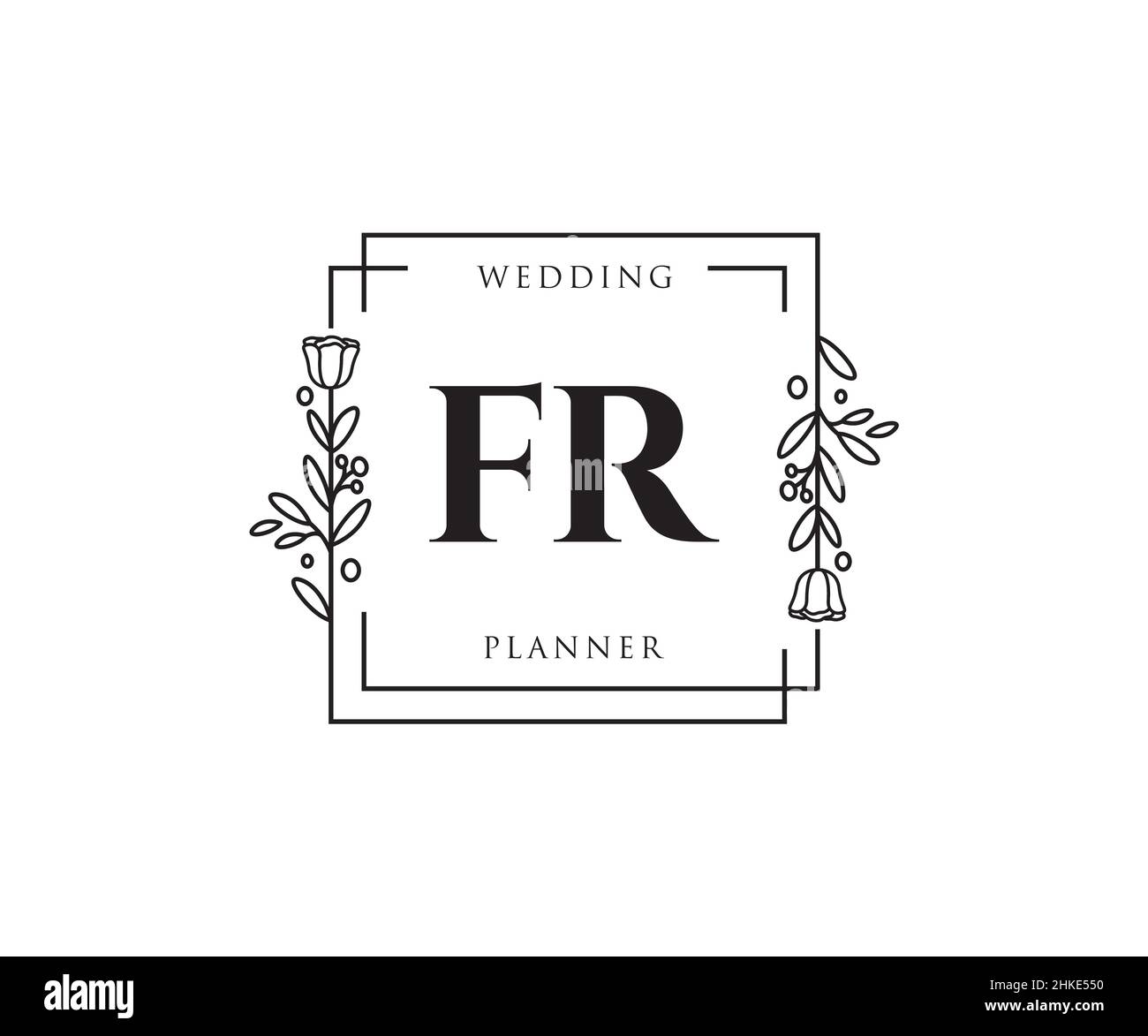 FR feminine logo. Usable for Nature, Salon, Spa, Cosmetic and Beauty Logos. Flat Vector Logo Design Template Element. Stock Vector