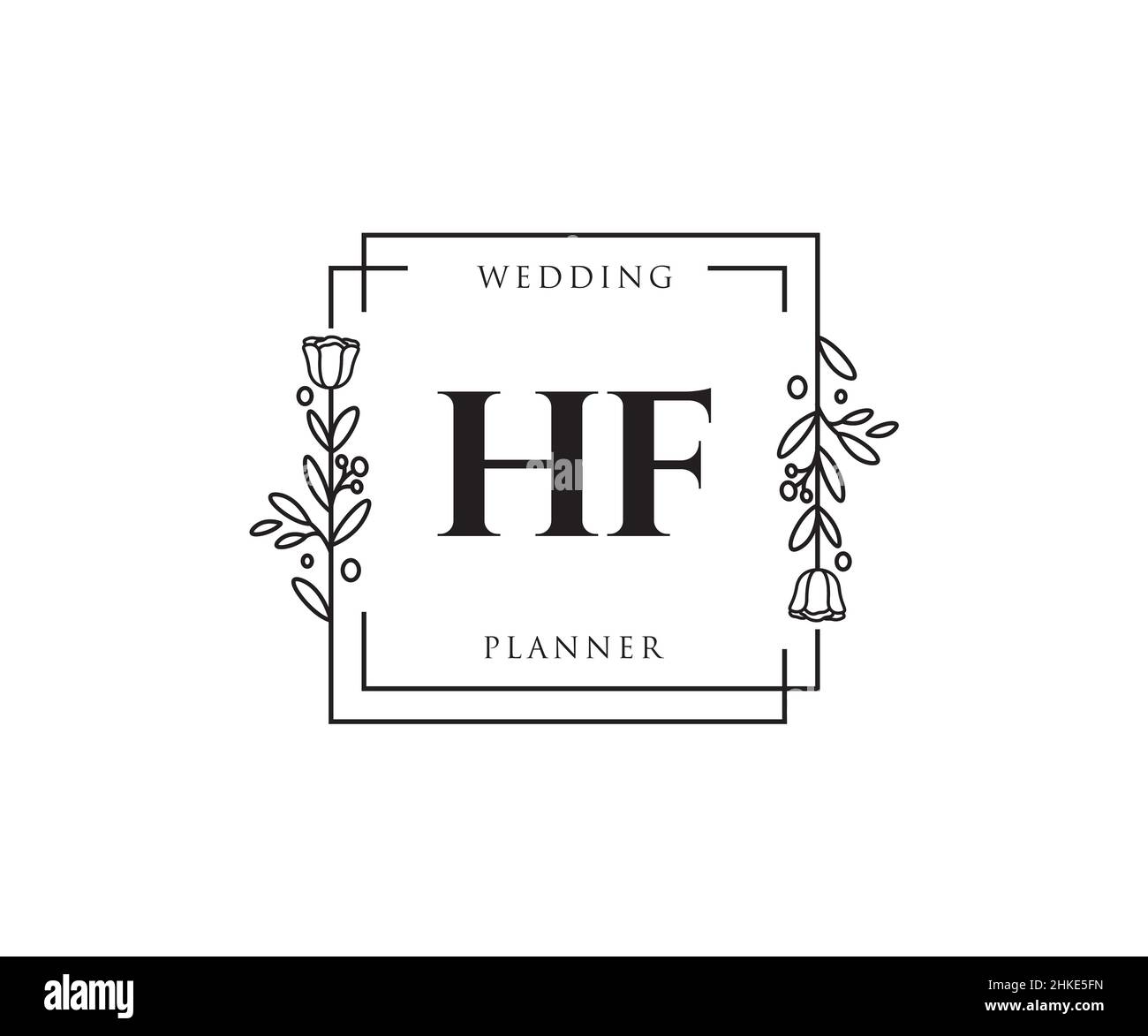 HF feminine logo. Usable for Nature, Salon, Spa, Cosmetic and Beauty Logos. Flat Vector Logo Design Template Element. Stock Vector