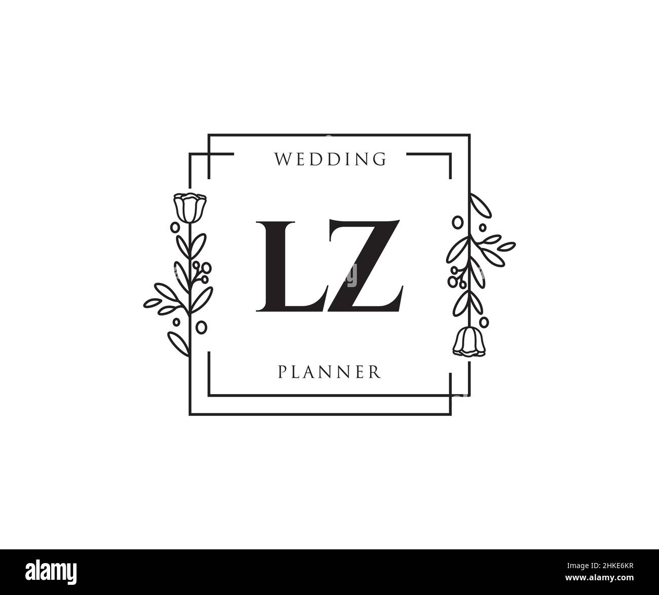 LZ feminine logo. Usable for Nature, Salon, Spa, Cosmetic and Beauty Logos. Flat Vector Logo Design Template Element. Stock Vector