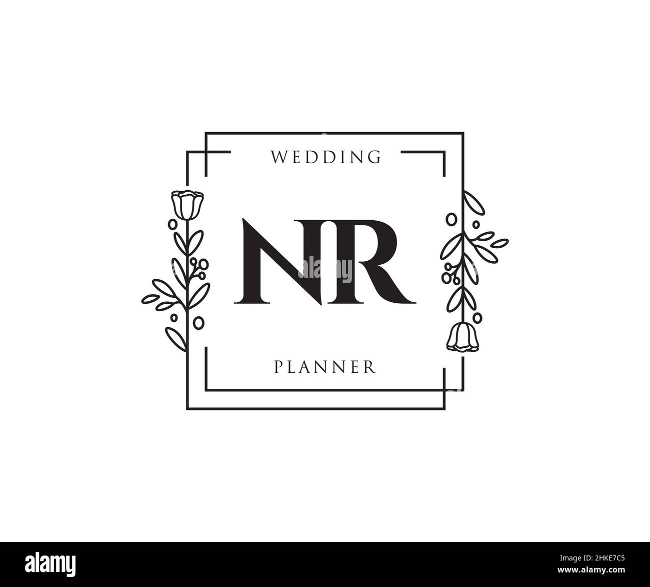 NR feminine logo. Usable for Nature, Salon, Spa, Cosmetic and Beauty Logos. Flat Vector Logo Design Template Element. Stock Vector