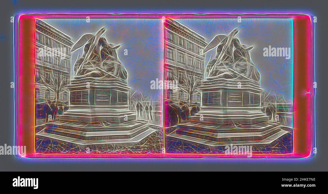 Inspired by Kriegerdenkmal at Hamburg, Hamburg, after 18-Oct-1877 - c. 1885, albumen print, height 85 mm × width 170 mm, Reimagined by Artotop. Classic art reinvented with a modern twist. Design of warm cheerful glowing of brightness and light ray radiance. Photography inspired by surrealism and futurism, embracing dynamic energy of modern technology, movement, speed and revolutionize culture Stock Photo