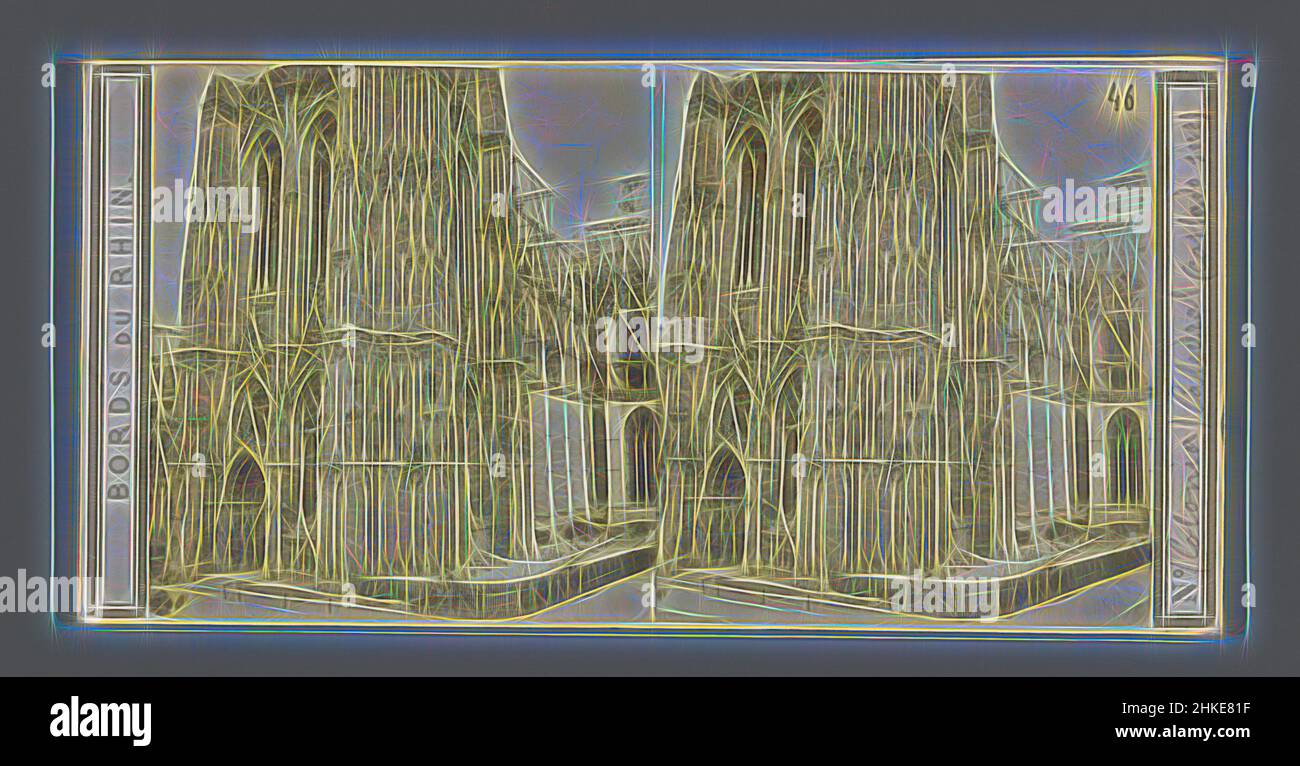 Inspired by Southwest facade of the Cologne Cathedral, Cologne (Prusse), Cathédrale (Côte Sud-Ouest), Bords du Rhin, Alexandre Bertrand, Cologne, c. 1865, albumen print, height 85 mm × width 170 mm, Reimagined by Artotop. Classic art reinvented with a modern twist. Design of warm cheerful glowing of brightness and light ray radiance. Photography inspired by surrealism and futurism, embracing dynamic energy of modern technology, movement, speed and revolutionize culture Stock Photo