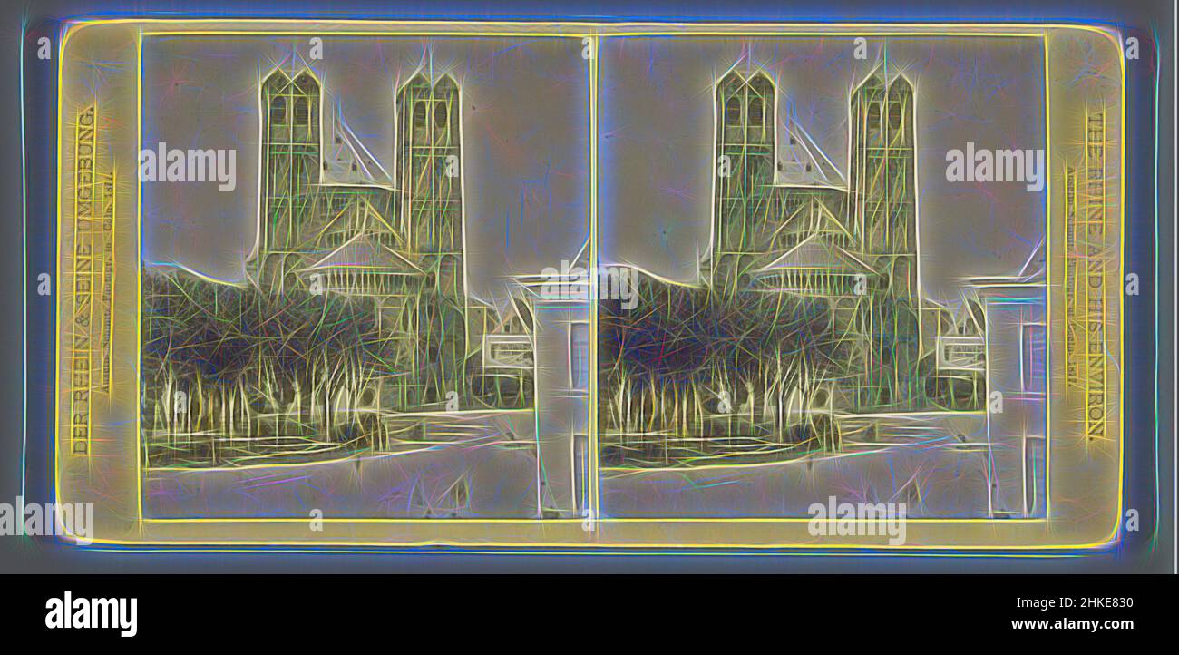 Inspired by Exterior of the Church of St. Geronimo in Cologne, Der Rhein &amp; Seine Umgebung, Anselm Schmitz, Cologne, 1877, albumen print, height 85 mm × width 170 mm, Reimagined by Artotop. Classic art reinvented with a modern twist. Design of warm cheerful glowing of brightness and light ray radiance. Photography inspired by surrealism and futurism, embracing dynamic energy of modern technology, movement, speed and revolutionize culture Stock Photo