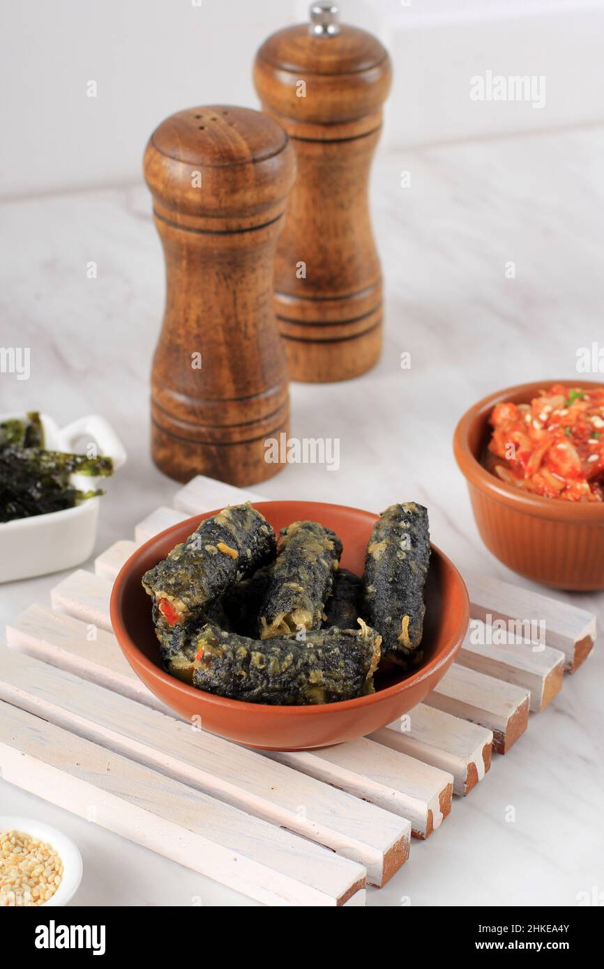 Kimmari or Gimmari, Korean Fried Snack Tempura Made from Seaweed (Laver