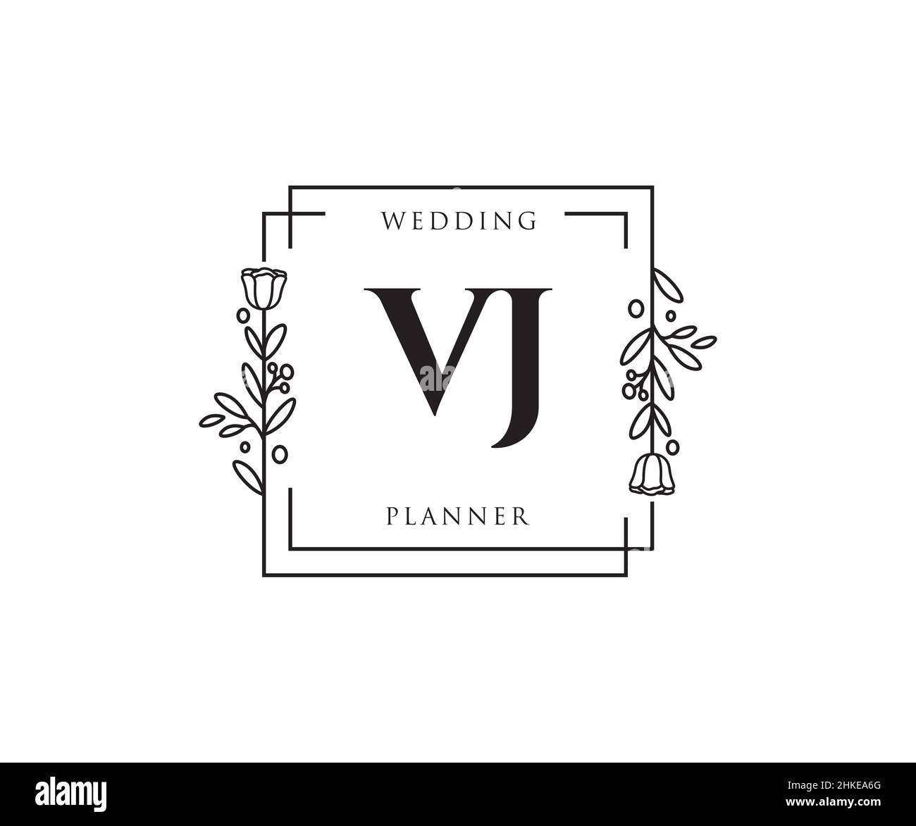 VJ feminine logo. Usable for Nature, Salon, Spa, Cosmetic and Beauty Logos. Flat Vector Logo Design Template Element. Stock Vector