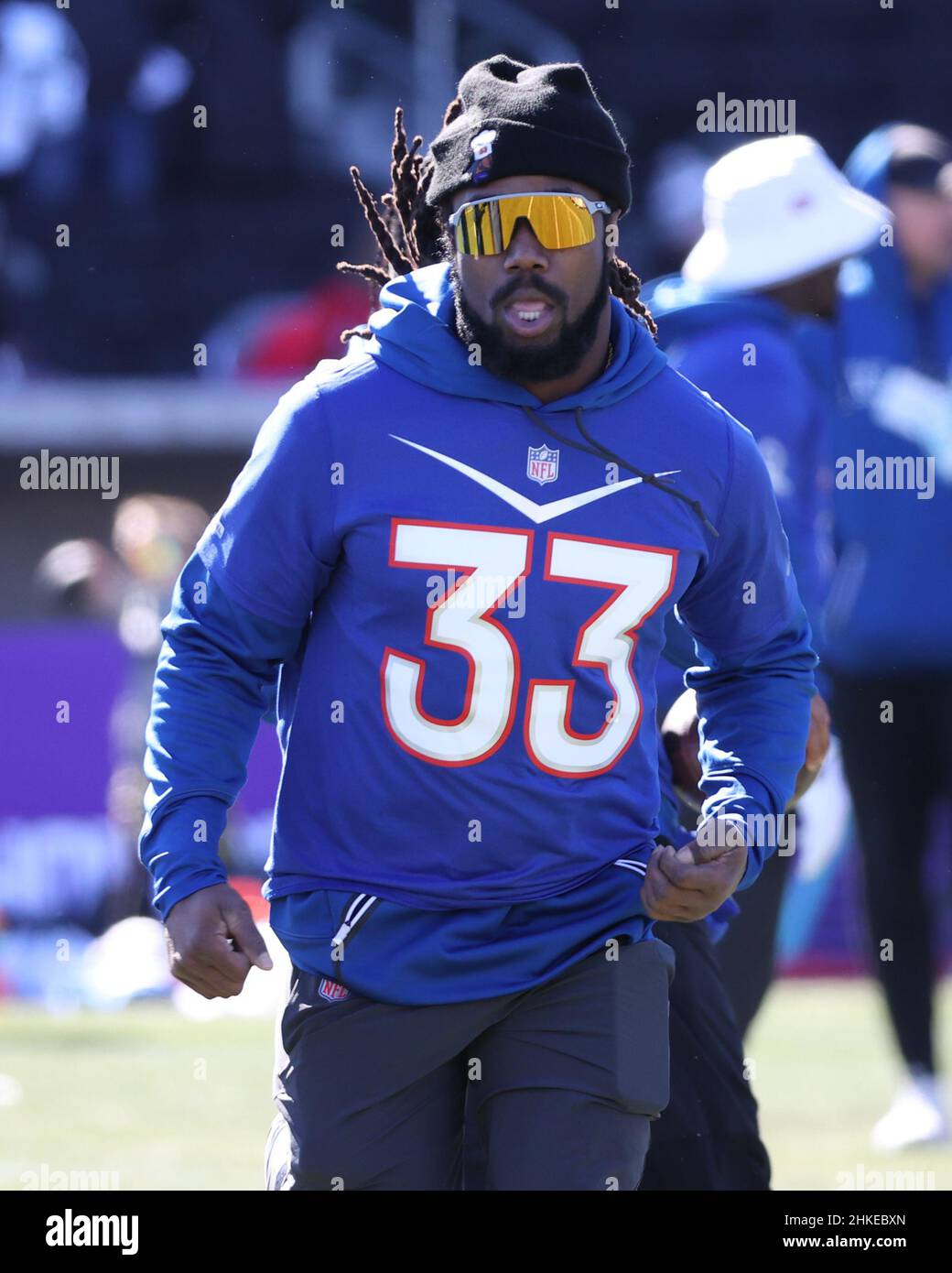 Las Vegas, Nevada, USA. 5th Feb, 2022. San Francisco 49ers wide receiver  Deebo Samuel (19) during the NFC Pro Bowl Practice at Las Vegas Ballpark in  Las Vegas, Nevada. Darren Lee/CSM/Alamy Live