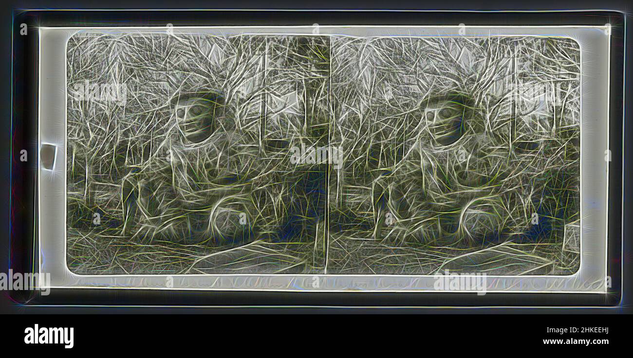 Inspired by Statue in a forest in Asia, Azië, 1860 - 1890, glass, slide, height 83 mm × width 171 mm, Reimagined by Artotop. Classic art reinvented with a modern twist. Design of warm cheerful glowing of brightness and light ray radiance. Photography inspired by surrealism and futurism, embracing dynamic energy of modern technology, movement, speed and revolutionize culture Stock Photo