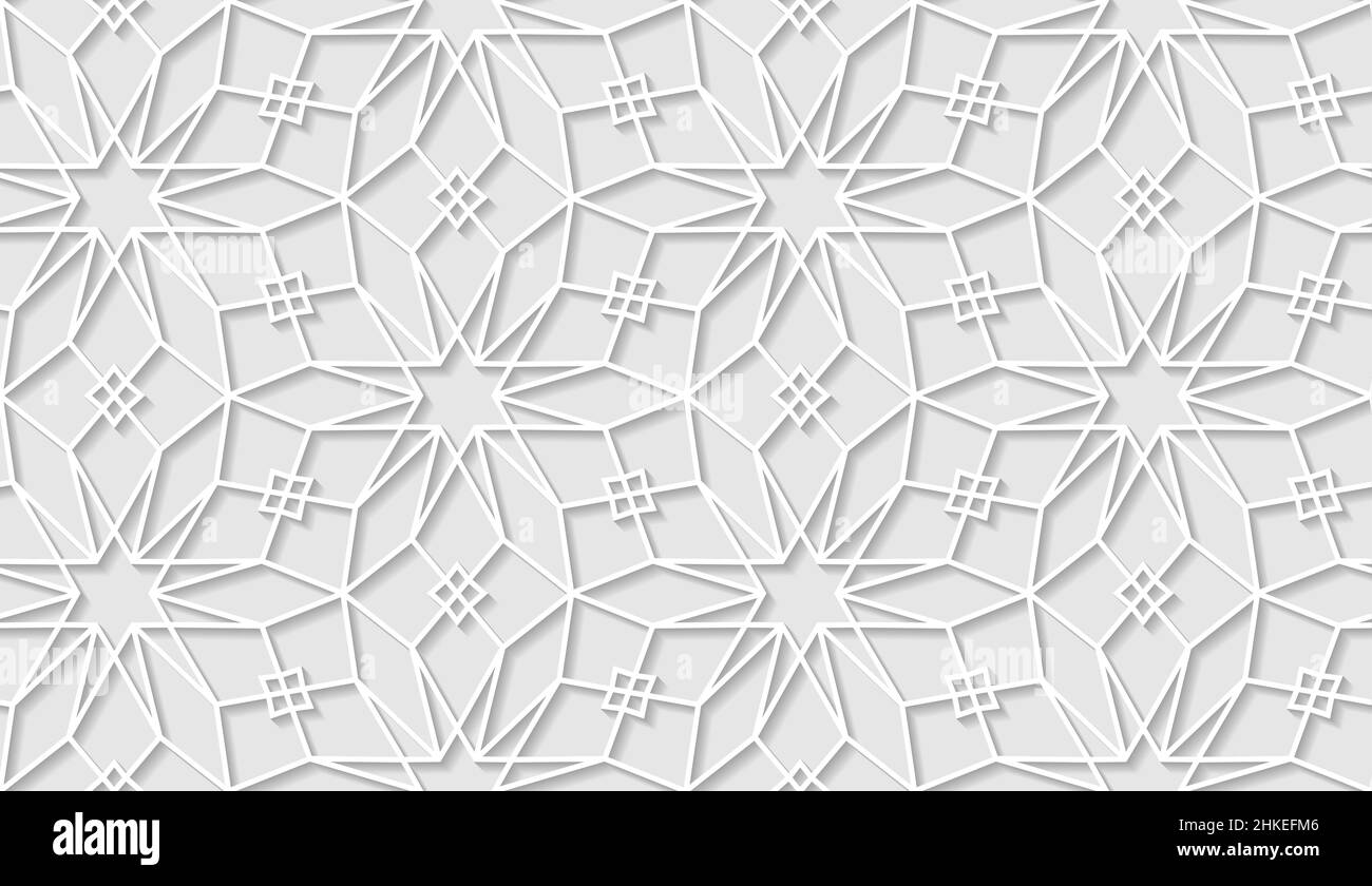 Arabic seamless pattern with classic islamic culture ornament. White